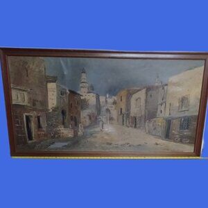 A rather large, framed oil on canvas.